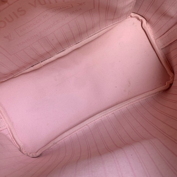 Louis Vuitton Pink Damier Neverfull Handbag with Wallet, box, bag, dust bag. - Picture 6 of 12